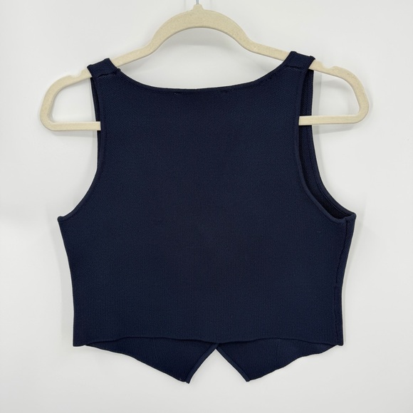 Zara Navy Blue Vest - Women’s Size Small knit silver button front - Picture 3 of 5